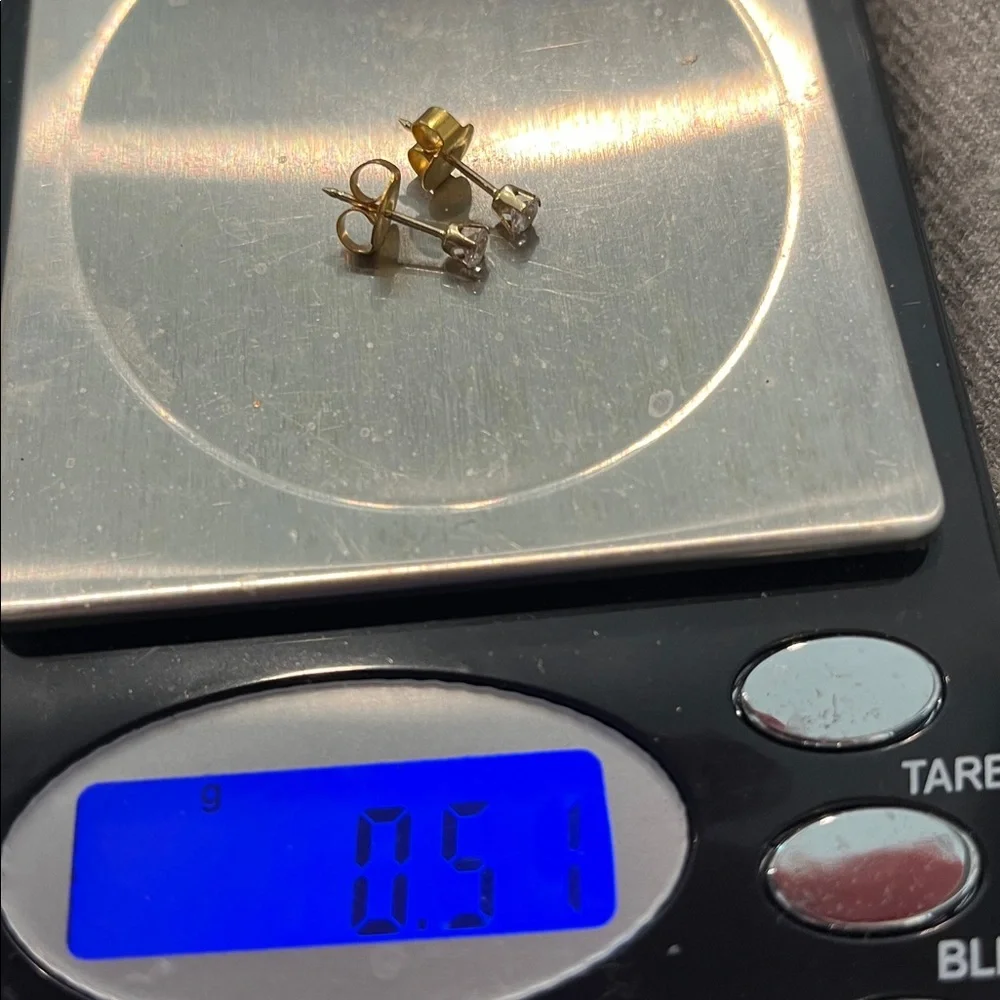 14k Gold 3mm CZ Earrings - Picture 8 of 9